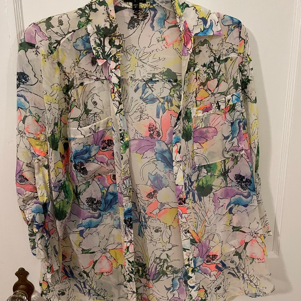 Express Portofino shirt in bright watercolor floral print